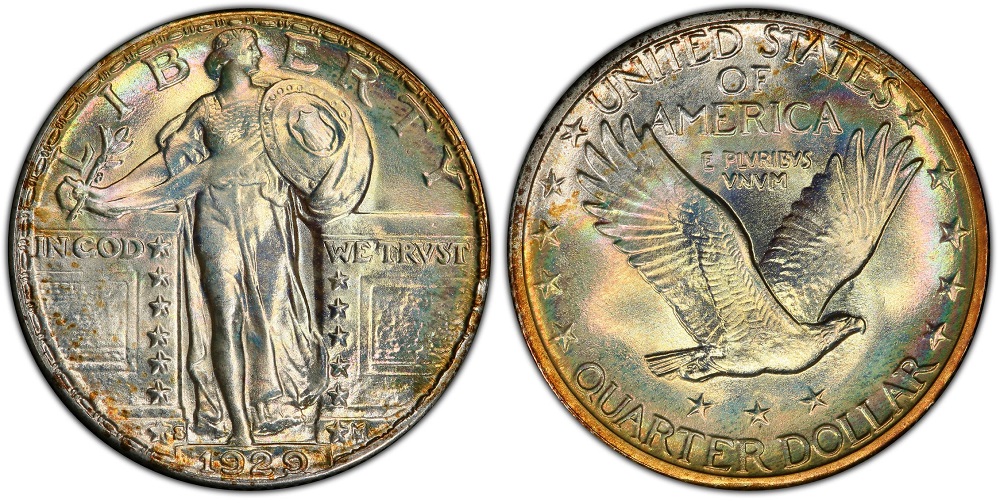 1929 quarter comparison: non-Full Head vs Full Head Liberty detail side by side