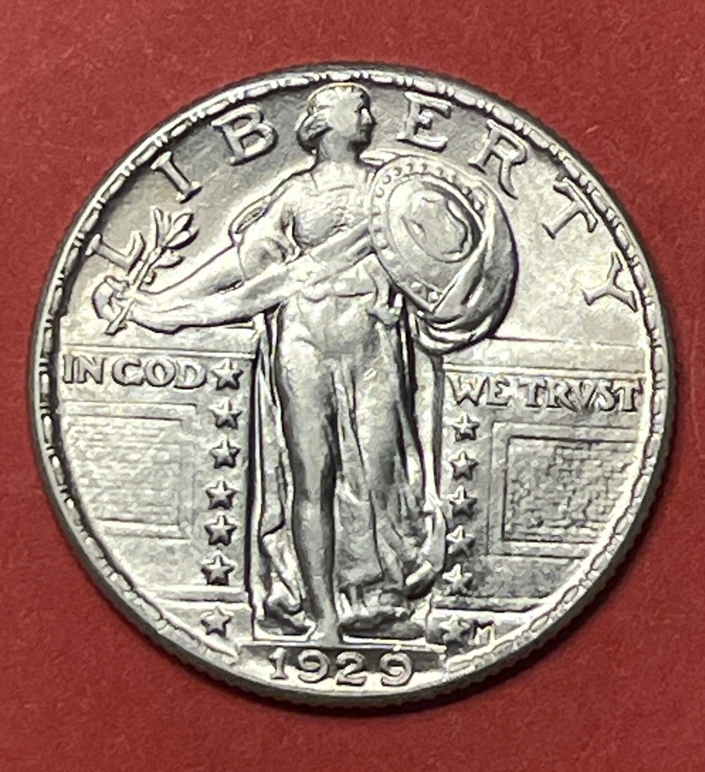 1929 Philadelphia Standing Liberty Quarter gem uncirculated MS-67 Full Head with iridescent toning